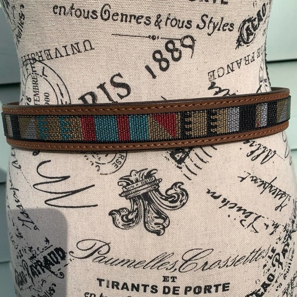 Genuine Buffalo Leather bohemian tribal pattern brown belt - Picture 8 of 11